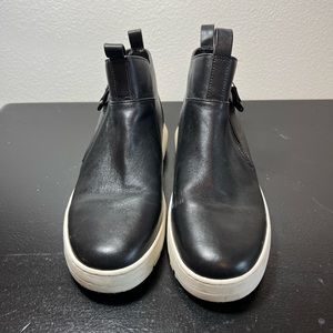 Vionic Womens Brinkely Black Leather Fashion Sneakers Sneakers Used